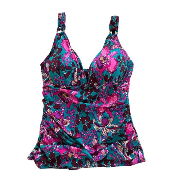 Lilly Pulitzer Blue Rhapsody Orchid You Not Swim Palice Tankini size 8 - Picture 2 of 8